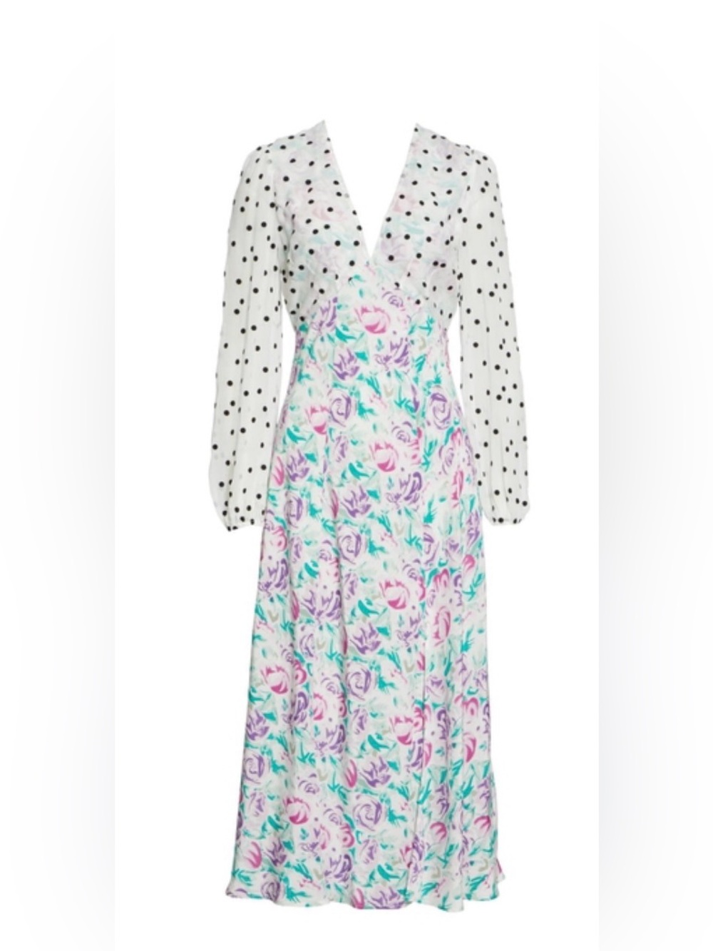 Rixo Melanie Dress with Polka Dot Sleeves